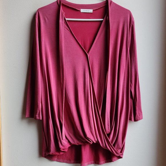 Cherish Mauve V-Neck Draped Jersey Size Medium - Picture 5 of 13
